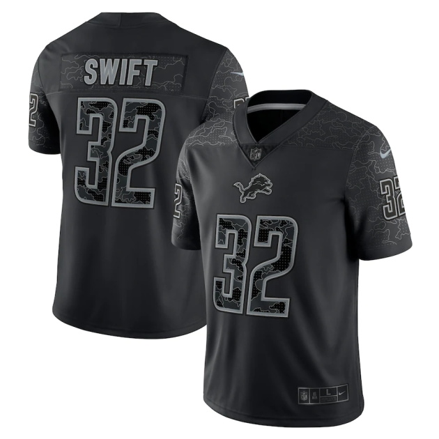 mens nike dandre swift black detroit lions rflctv limited jersey